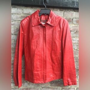 Red Faux Leather Women's Jacket M by Dell O’lio M